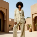 Guipure Lace Detail Blazer Suit