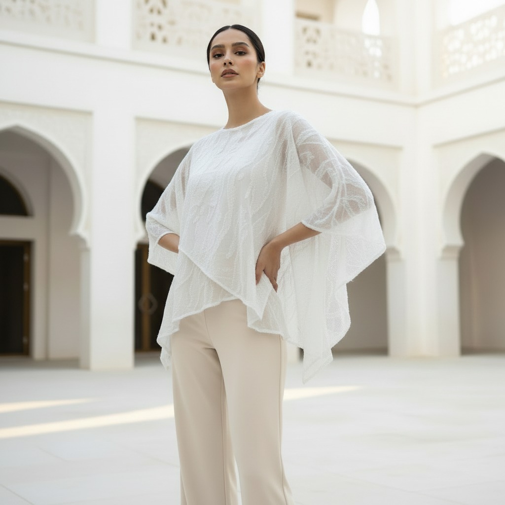 Asymmetrical Mesh Blouse