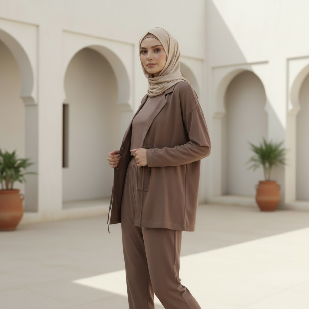 Casual Linen Belted Suit