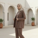 Casual Linen Belted Suit