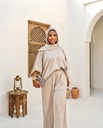 Collar Embroidered Satin Suit