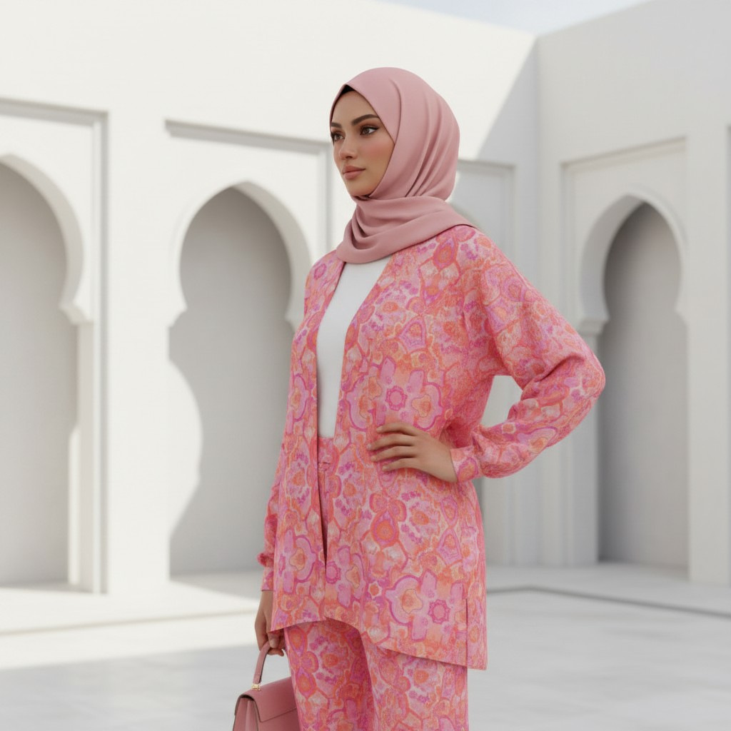Abstract Print Buttoned Suit