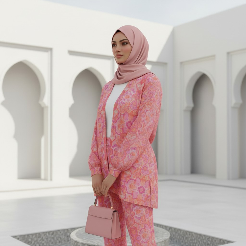 Abstract Print Buttoned Suit