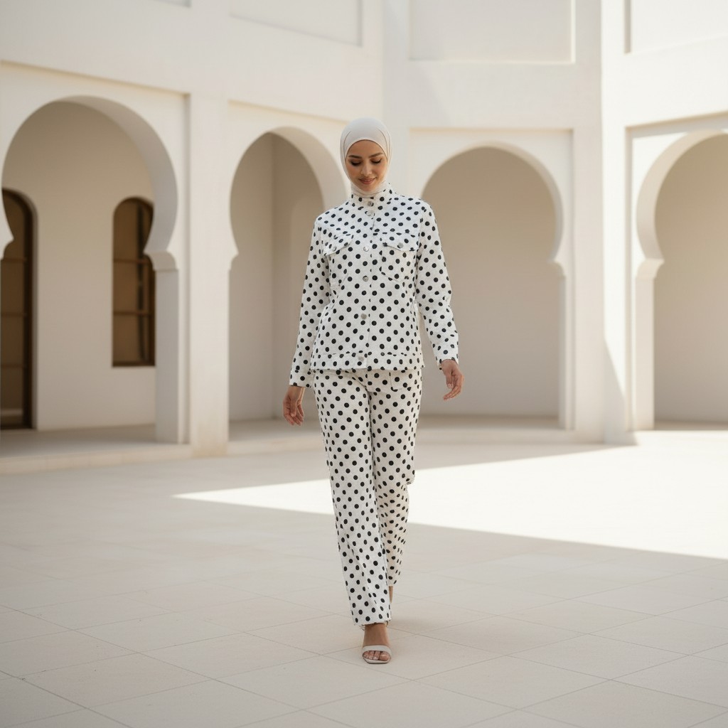 Polka Zip-Up Jacket Suit