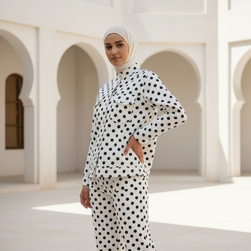 Polka Zip-Up Jacket Suit