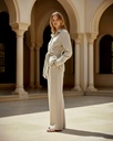 Wide-Leg Linen Belted Suit
