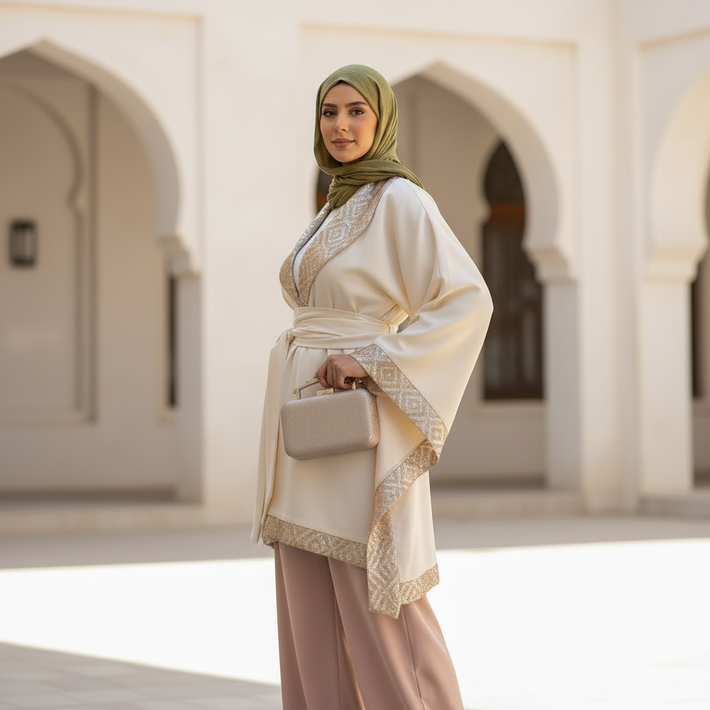Embroiderd Satin Poncho