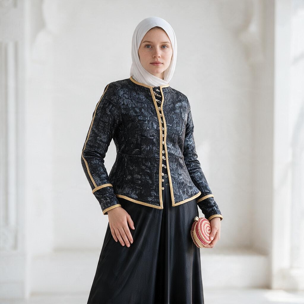 Victorian Shimmer Gold-Trimmed Jacket