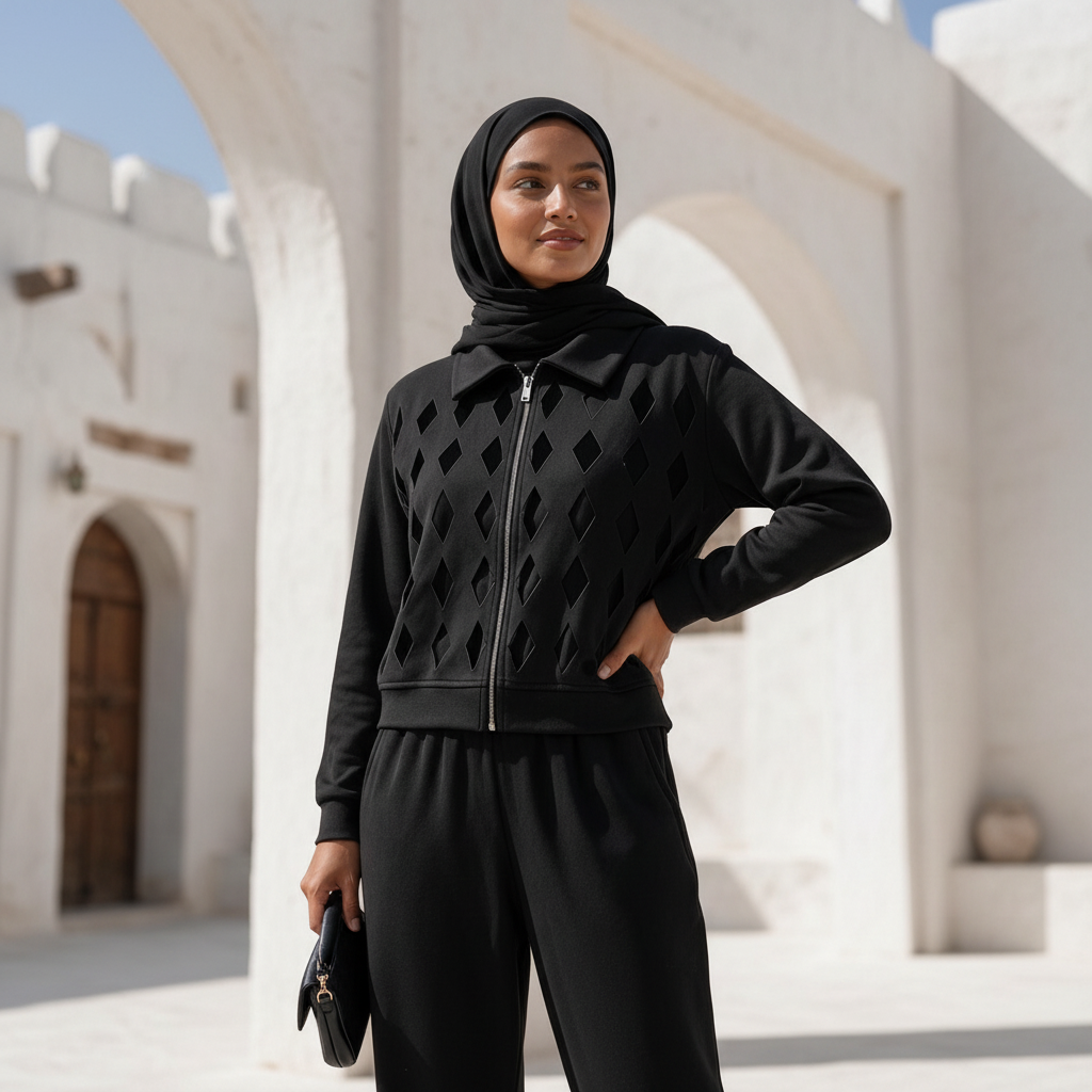 Diamond Cutout Zip Jacket(C)