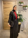 Long Pleated Satin Blazer