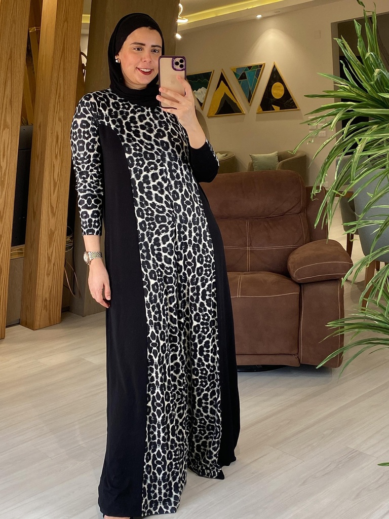 Abstract Print/Non Print Wide Leg Jumpsuit
