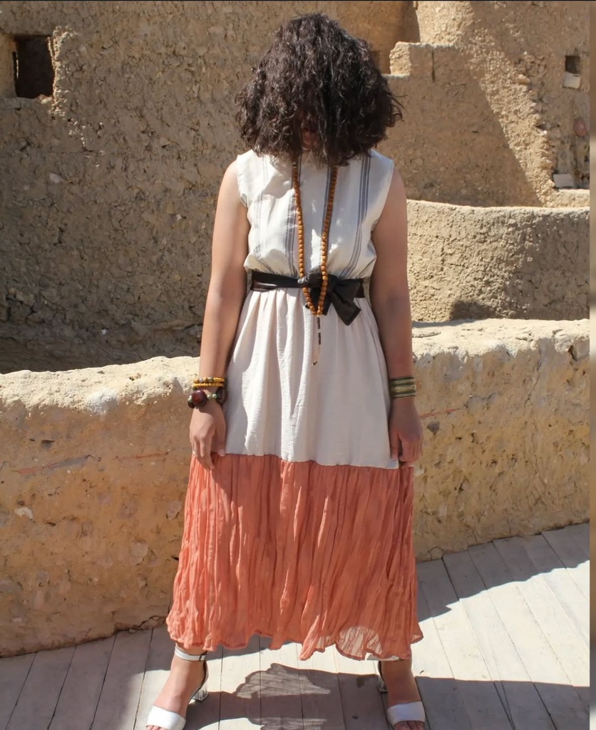 Linen Dress With Chiffon Details