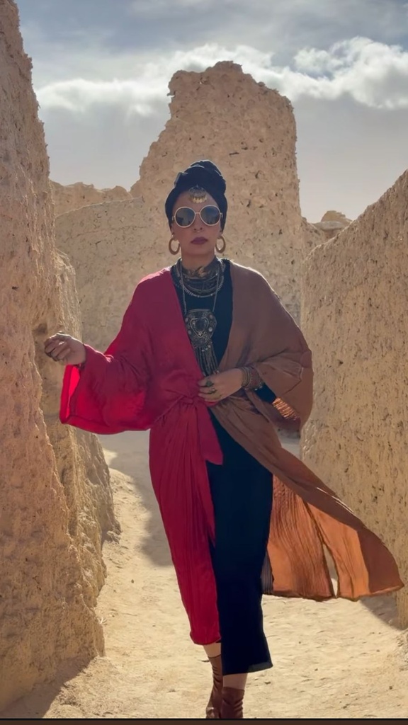 Boho Shimmery Kimono With Belt