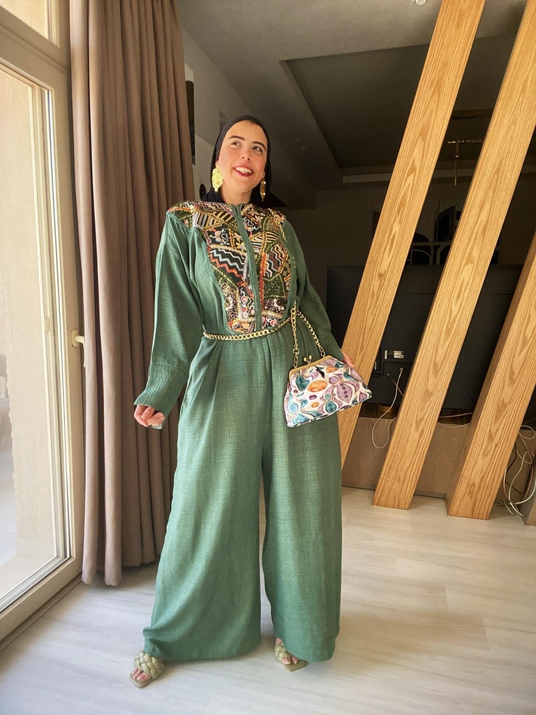 Indian Zipper Linen Jumpsuits