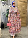 Floral Waisted Satin Maxi Dress