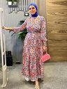Floral Waisted Satin Maxi Dress