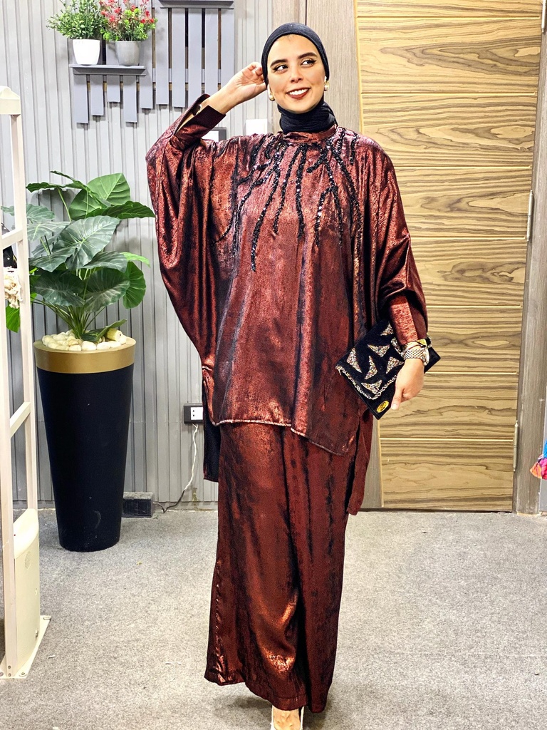 Petite Sequin Jacket Relaxed-Fit Pant Set