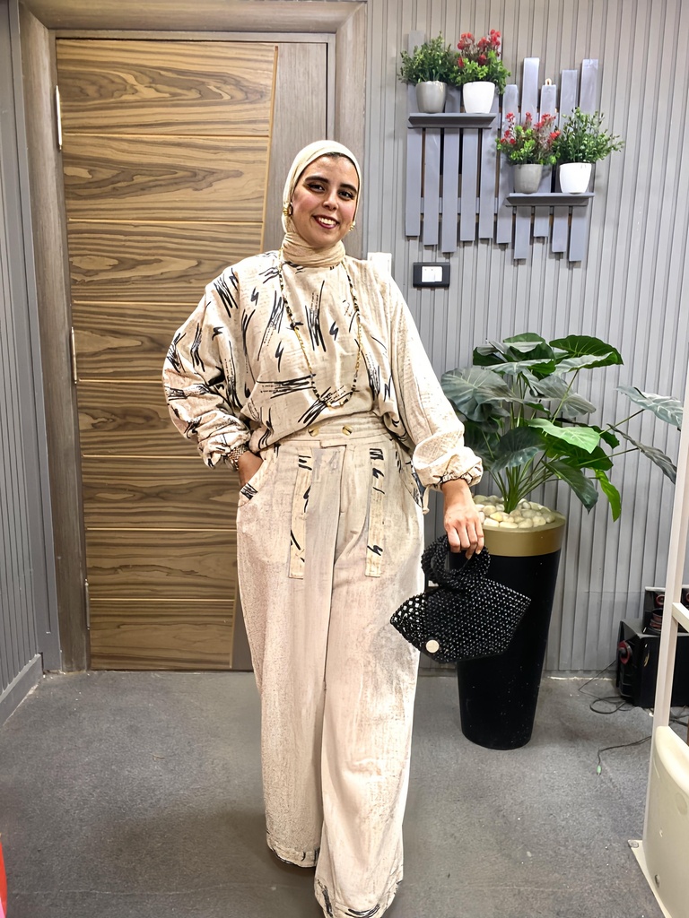 Abstract Linen Pants Set