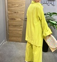 Linen Look Puff Sleeve Shirt & Wide Leg Pants