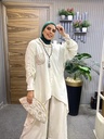 Sleeves Built in Belt Linen Pants-Set