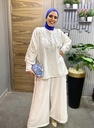 Linen Sequin and Embroidery Woven Pants-Set