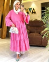 Tiered Linen V-Neck Dress