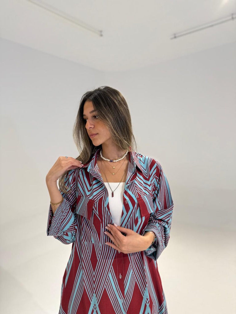 Indian print shirt dress