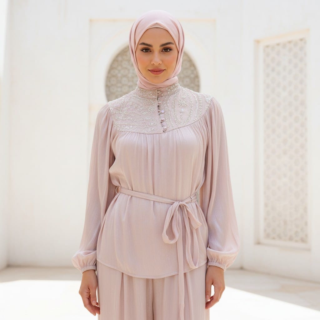 Shimmer Embroidered Collar Suit