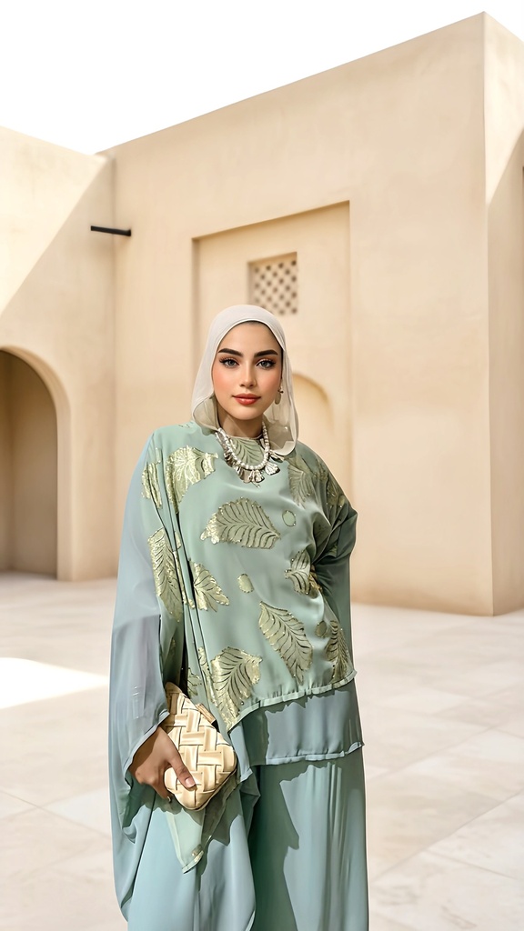Chiffon Gold Detail Suit