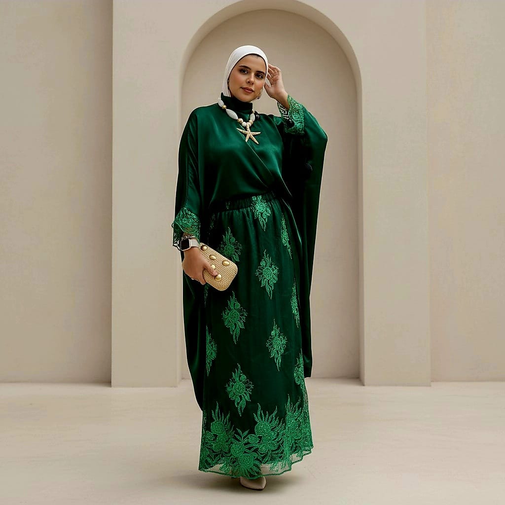 Shimmer Embroidered Skirt Suit