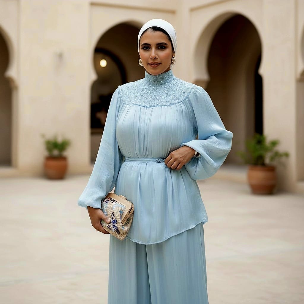 Shimmer Embroidered Collar Suit