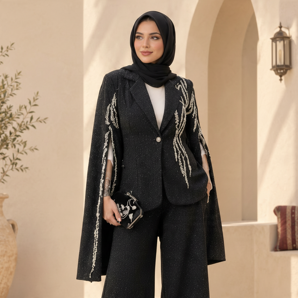Embroidered Shimme Pants Suit (S)(2P)