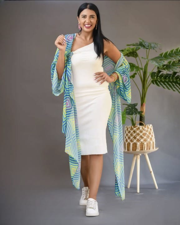 Multicolored Waves Chiffon Kimono