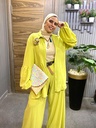 Linen Look Puff Sleeve Shirt & Wide Leg Pants