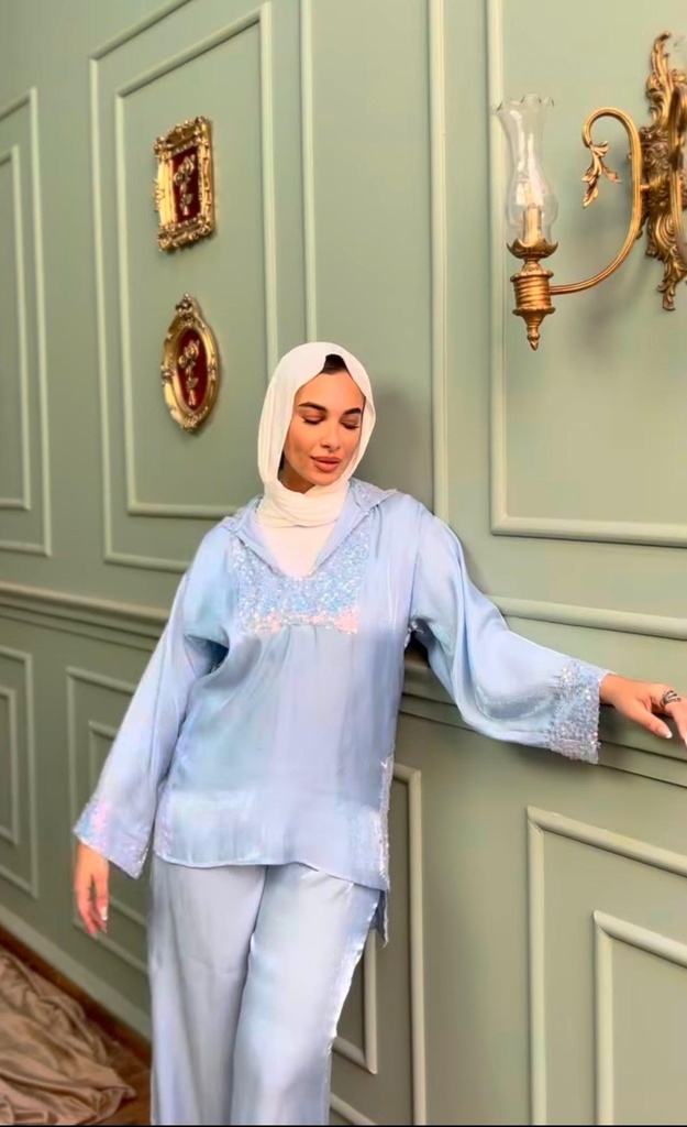 Two Piece Suit Set with Sequin Detail