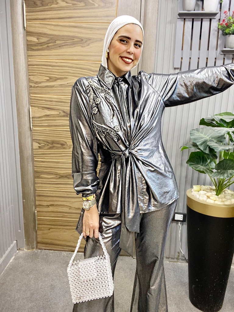 Puffy Embroidered Pantsuit