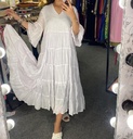 Tiered Linen V-Neck Dress