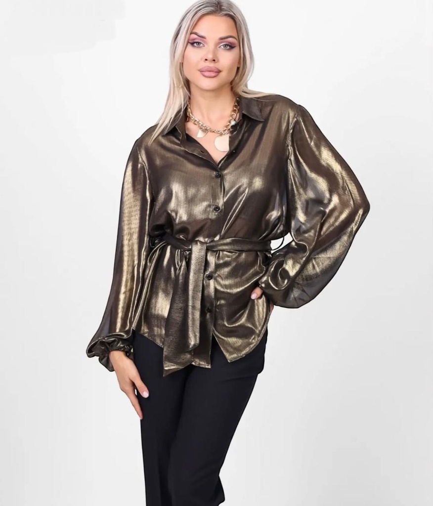 Disco Shimmer Puffy Sleeves Blouse