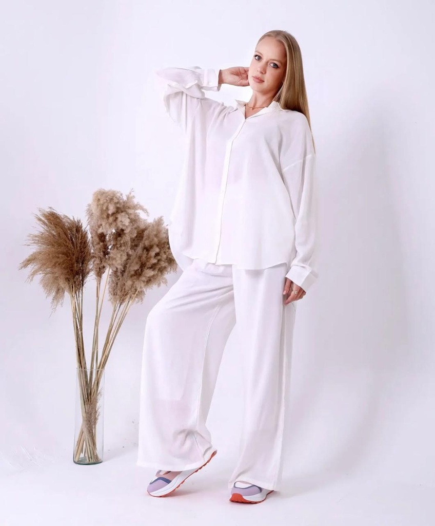 Plain Classic Details Pants Set