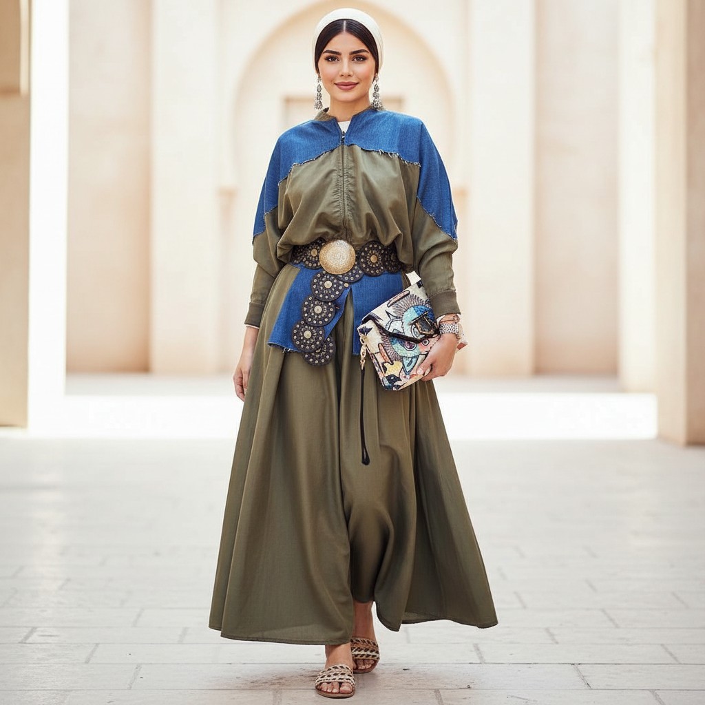 Denim Gabardine Skirt Set