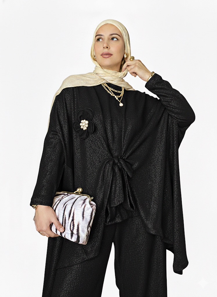 Soft Wool Poncho Pants Set