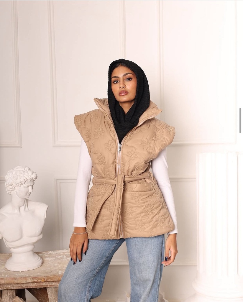 Turtle Neck Embroidery Vest