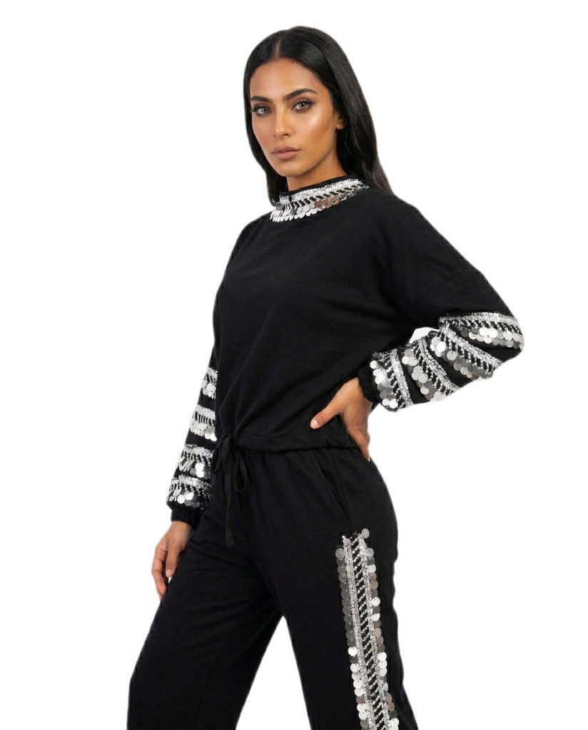 Rhinestone Sleeves Chest Suit