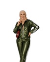 Faux Leather Zip Pants Suit