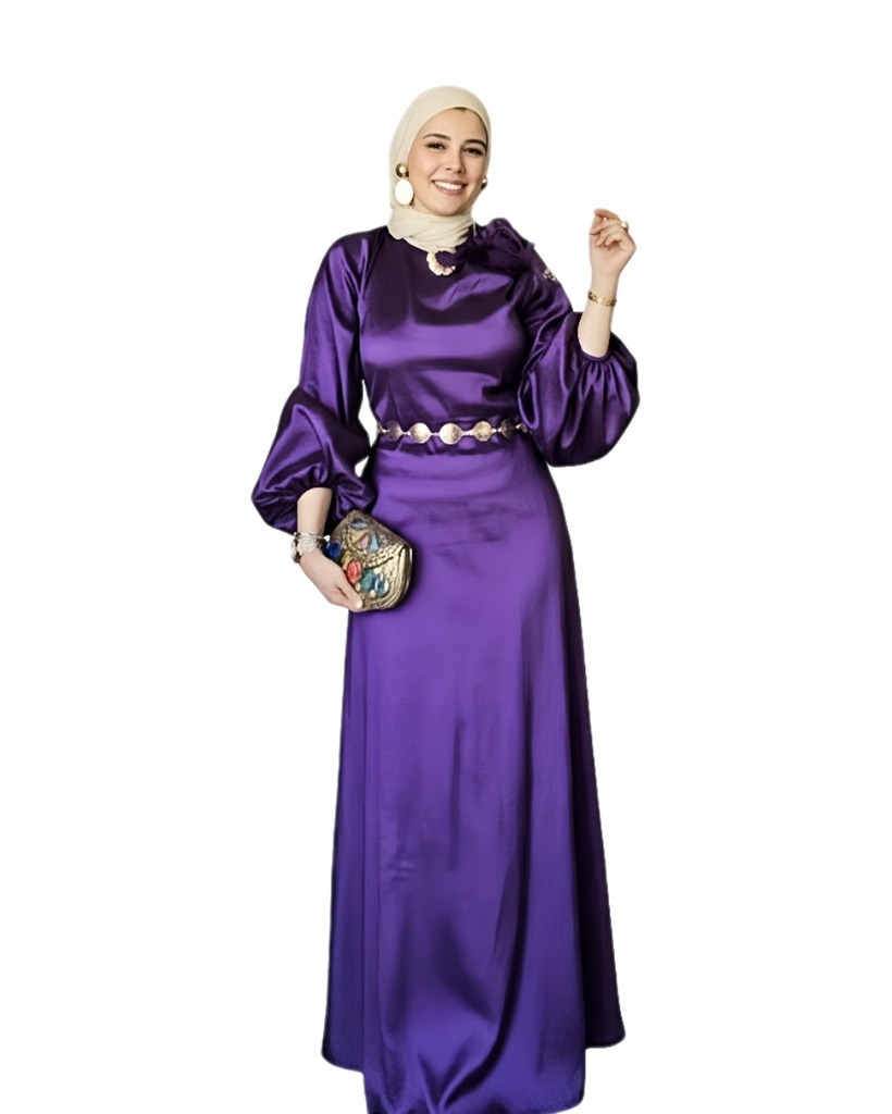 Purple Floral-Shoulder Maxi Dress