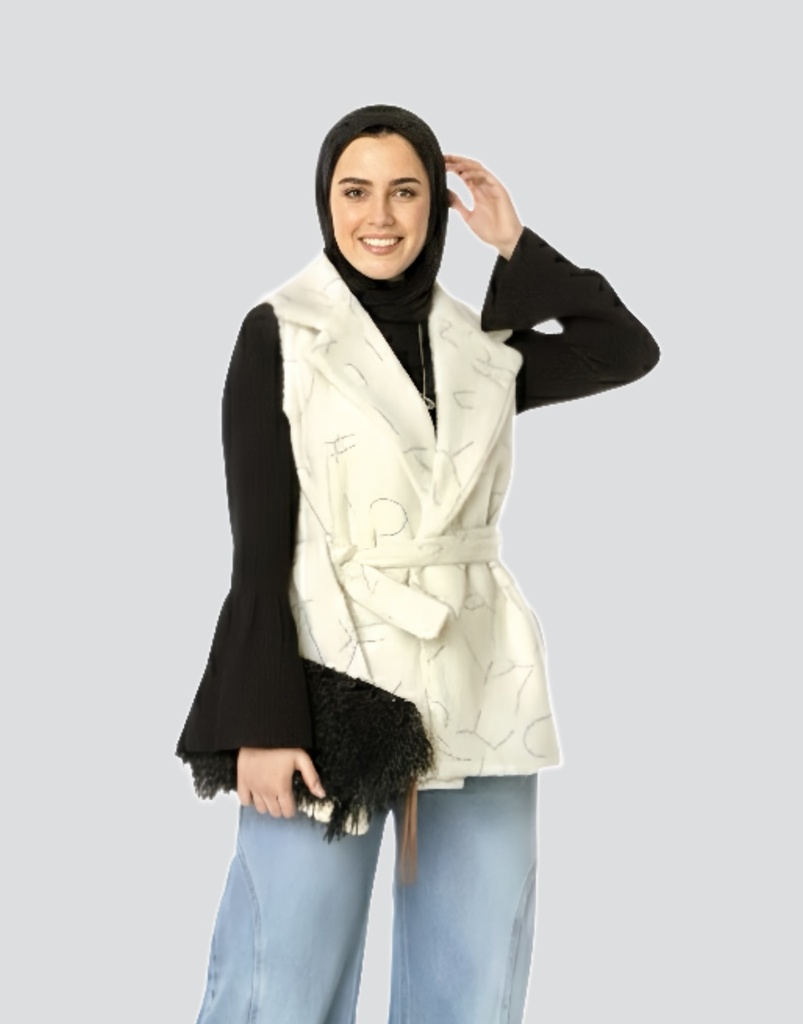 Casual Scribble Fur Vest