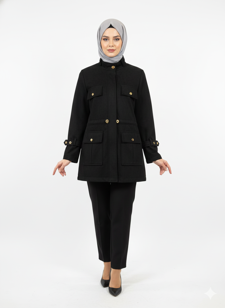 Suede Utility Cinched-Waist Jacket