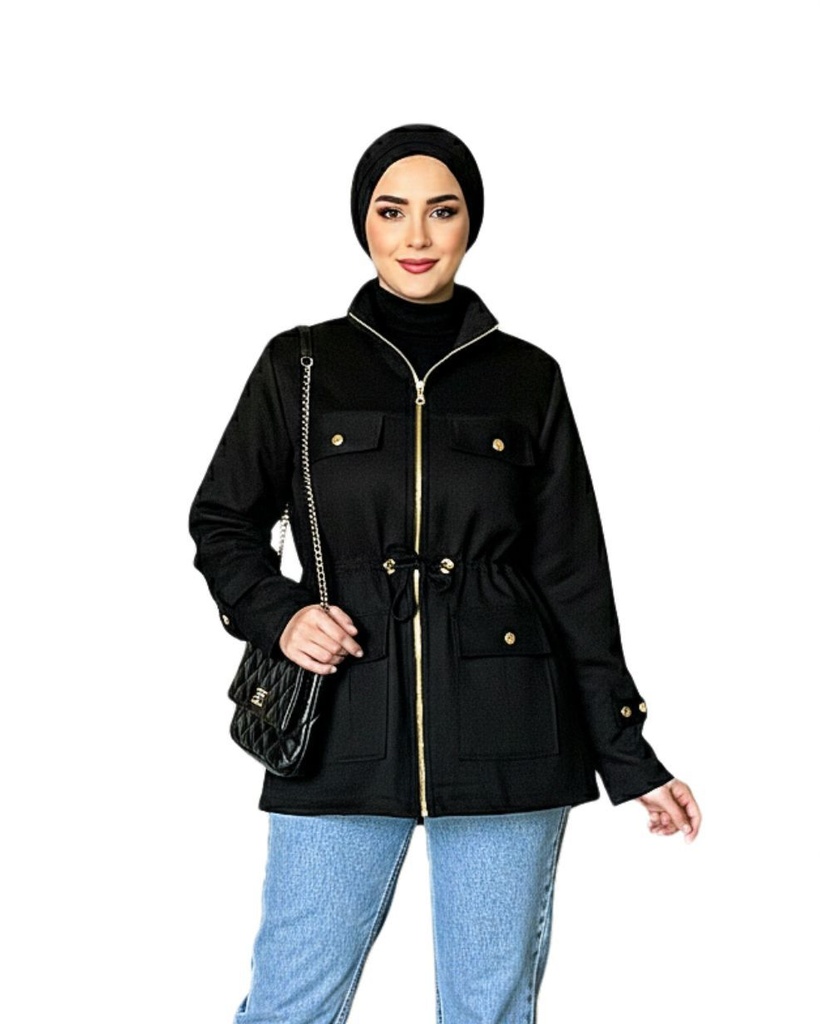 Suede Utility Cinched-Waist Jacket