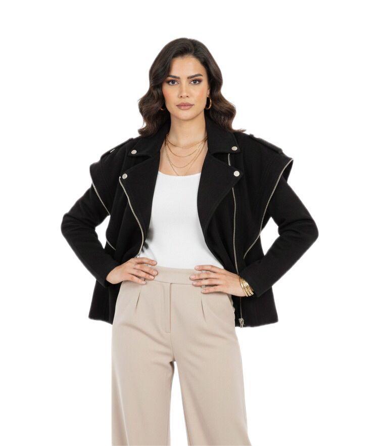 Asymmetric Zip Cape Jacket