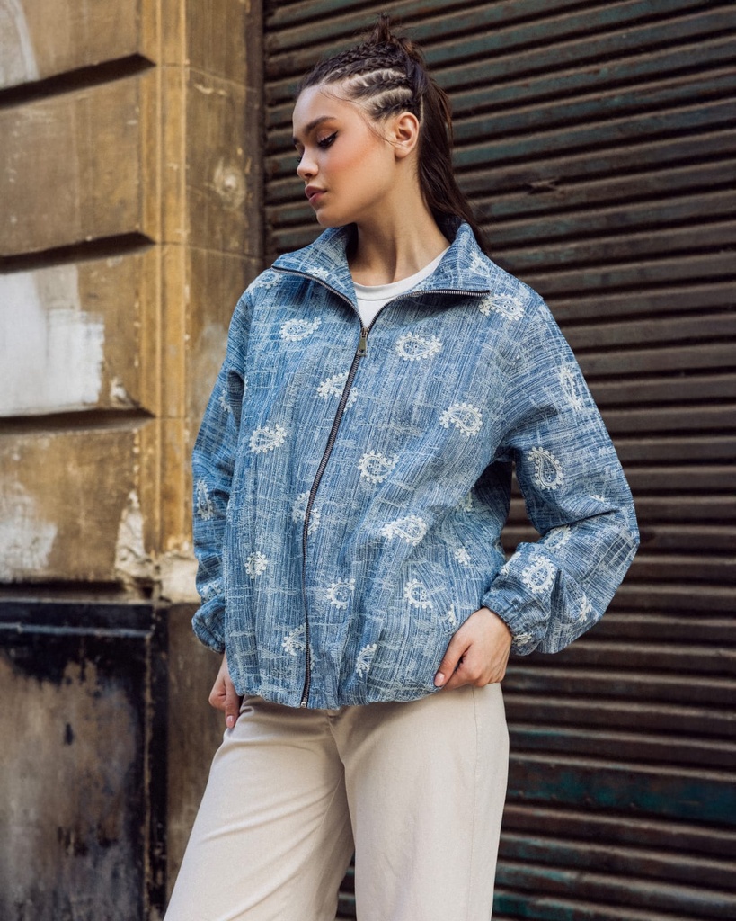 Striped Denim Snap Shirt